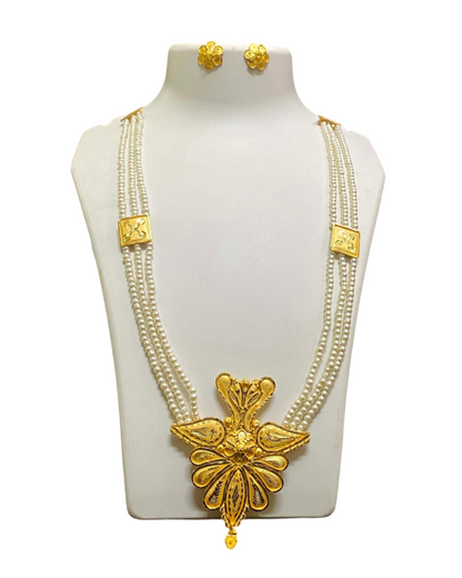 Gold plated pearl long har for women