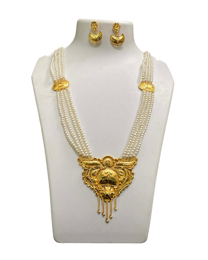 Gold plated pearl long har for women