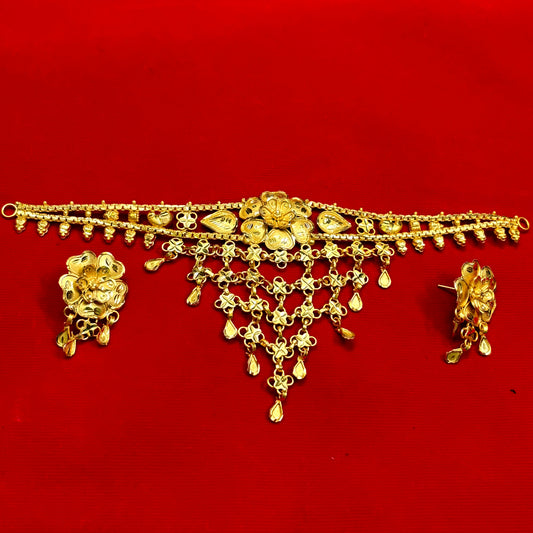 Gold plated copper based golden choker for women