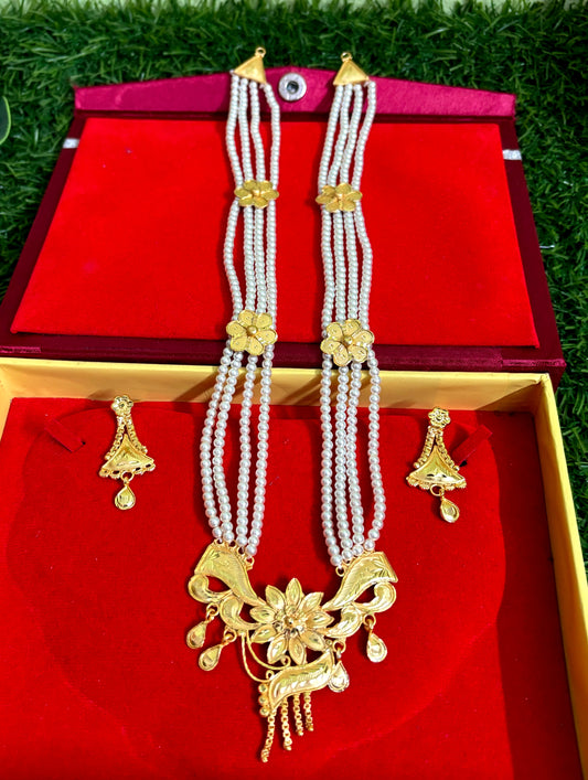 Gold plated pearl long har for women