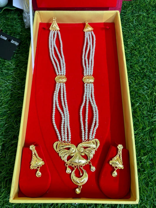 Gold plated pearl long har for women