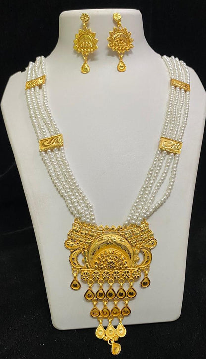 Gold plated pearl long har 36 inch