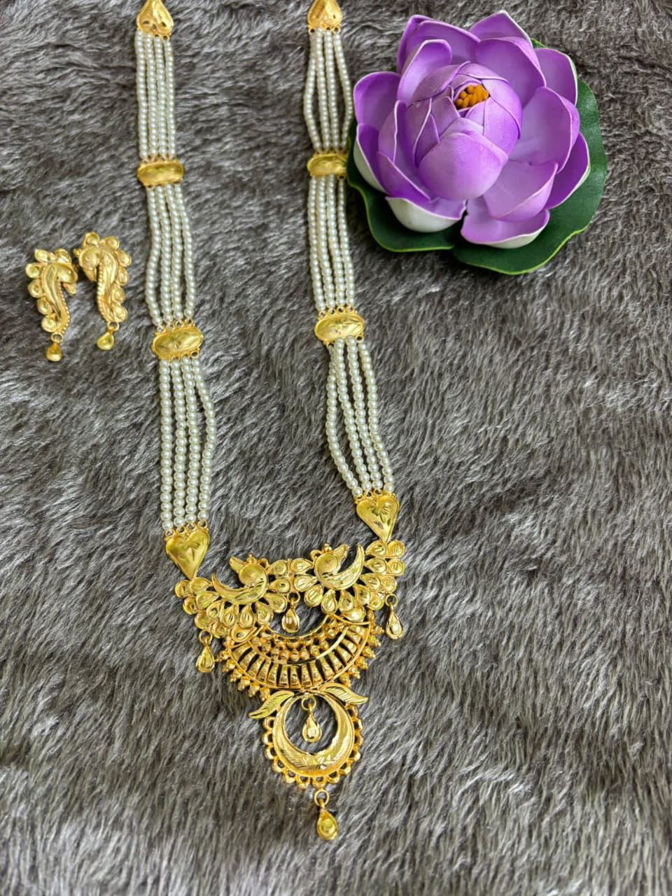 Gold plated pearl long har for women