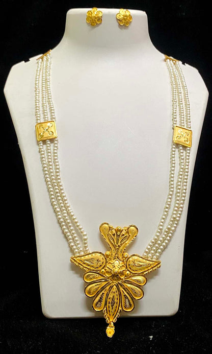 Gold plated pearl long har for women