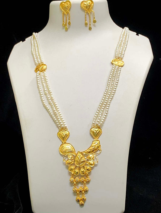 Gold plated pearl long har