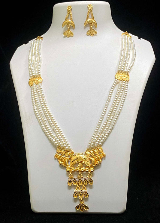 Gold plated pearl long har