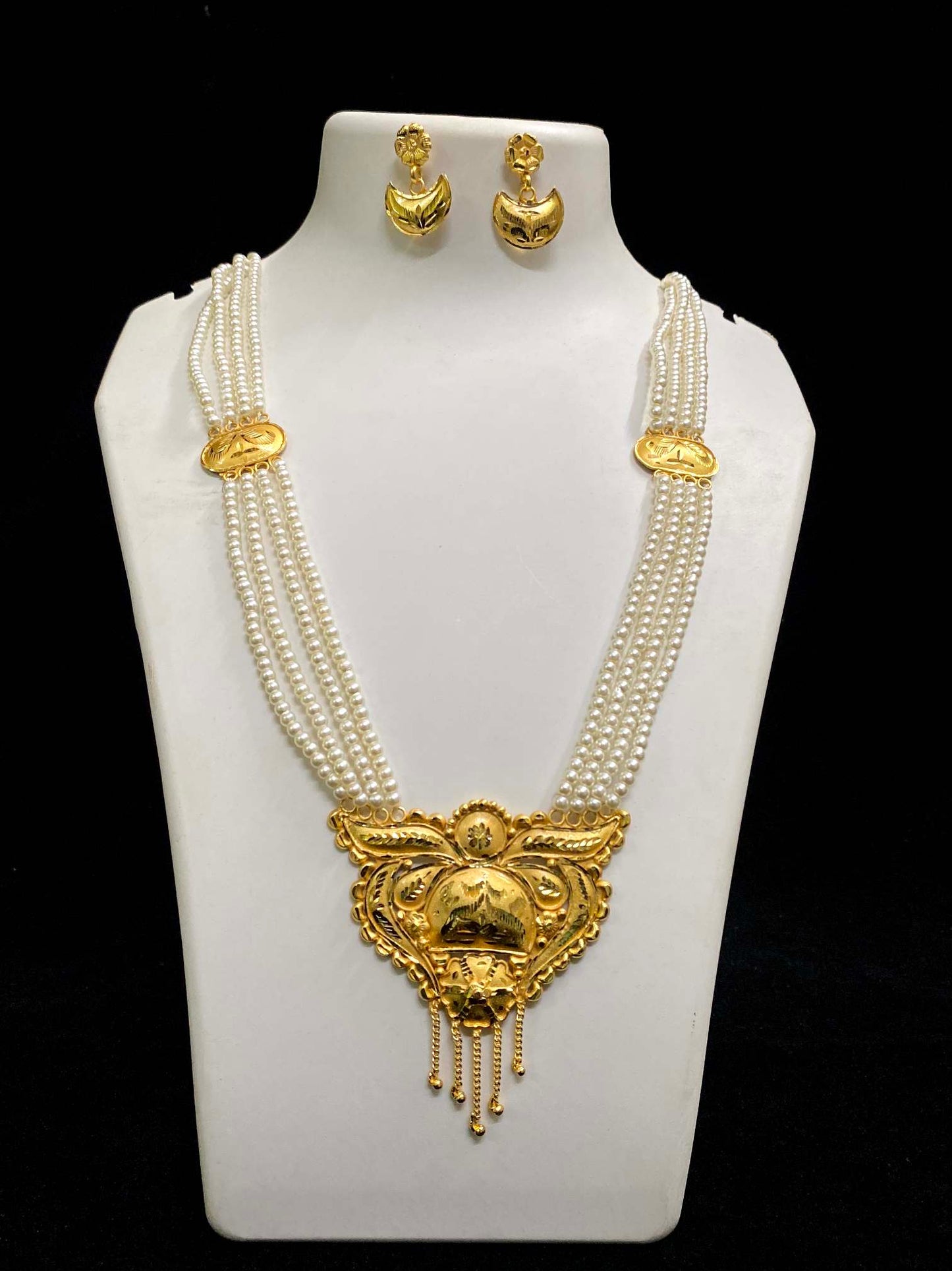 Gold plated pearl long har for women