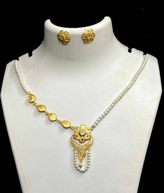 Copper based Gold plated pearl sita har for women