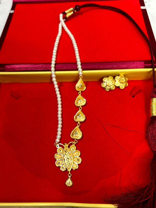 Gold plated pearl long har for women